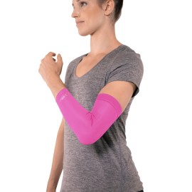 Copper Compression Elbow Sleeve - Copper Infused Orthopedic Brace for Tennis & Golfer Elbow, Tendonitis, Arthritis, Bursitis, Sore Joints & Muscles - Fits Men & Women -1 Sleeve - Pink - L