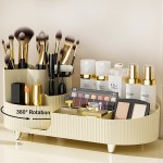 360 Rotating Vanity Makeup Organizer with Brush Holder, Large Spinning Cosmetic Storage for Skincare, Perfumes and Lotions