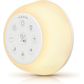 Rechargeable White Noise Machine with 9 Colors Night Light, Portable Sound Machine for Baby Adult Sleeping with 26 Soothing Sounds/4 Levels Brightness/5 Timers/32 Levels Volume for Home, Travel, Gift