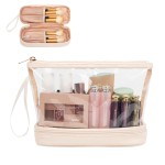 Ethereal Clear Makeup Bag, Cream Small Cosmetic Bag Travel Makeup Bag for Women TSA Approved Toiletry Bag Portable Makeup Pouch