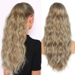 Ponytail Extension for Women, 26 inch Drawstring Ponytail Extension, Wavy Pony Tails Hair Extensions, Synthetic Hair Extensions Ponytail for Daily Use (Color: Light Ash Brown Mixed White)