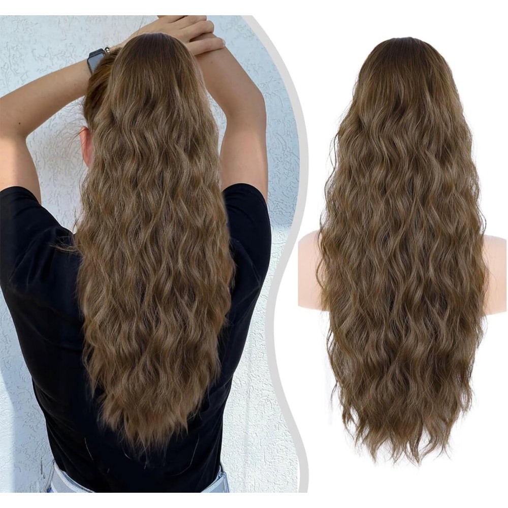 Drawstring Ponytail for Women, 26 inch Long Ponytail Extension, Synthetic Pony Tails Hair Extensions, Hair Extensions Ponytail for Daily Use (Color: Medium Brown)