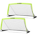 RUNBOW 6x4 ft Portable Kids Soccer Goal for Backyard Practice Soccer Net with Carry Bag (6x4 FT, 2 Pack, Light Yellow)