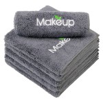 Orighty Makeup Remover Wash Cloths - Super Soft & Quick Dry Microfiber Face Towel, Absorbent Washcloths for Cleansing, Fingertip Face Towels for Makeup Removal, 13 x 13 inch, Pack of 1, 6 Count, Grey