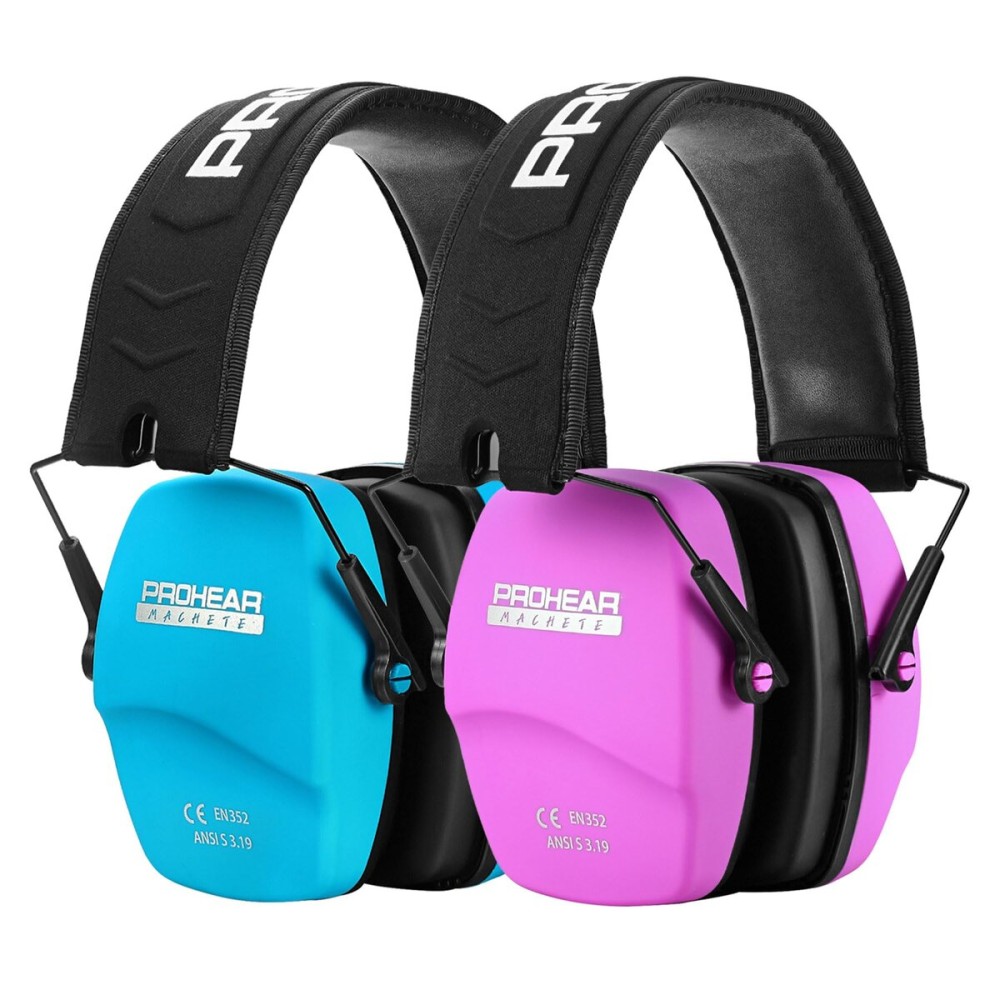 PROHEAR 016 Shooting Ear Protection Earmuffs 2 Pack, NRR 26dB for Gun Range, Hunting -Blue+Pink