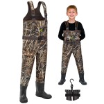 TIDEWE Chest Waders for Toddler & Children, Neoprene Waterproof Insulated Hunting & Fishing Youth Waders for Boy and Girl, Cleated Bootfoot Kids Wader, Next Camo Evos (Size 14)