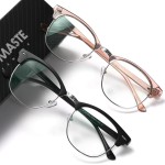 AOMASTE Blue Light Blocking Glasses Vintage Half Frame UV Clear Lens Anti Eyestrain Computer Gaming Glasses for Women Men