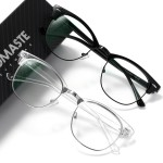 AOMASTE Blue Light Blocking Glasses Vintage Half Frame UV Clear Lens Anti Eyestrain Computer Gaming Glasses for Women Men