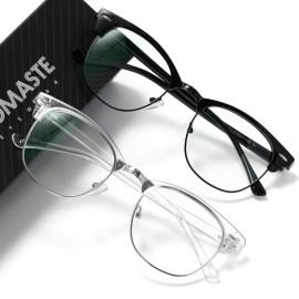 AOMASTE Blue Light Blocking Glasses Vintage Half Frame UV Clear Lens Anti Eyestrain Computer Gaming Glasses for Women Men