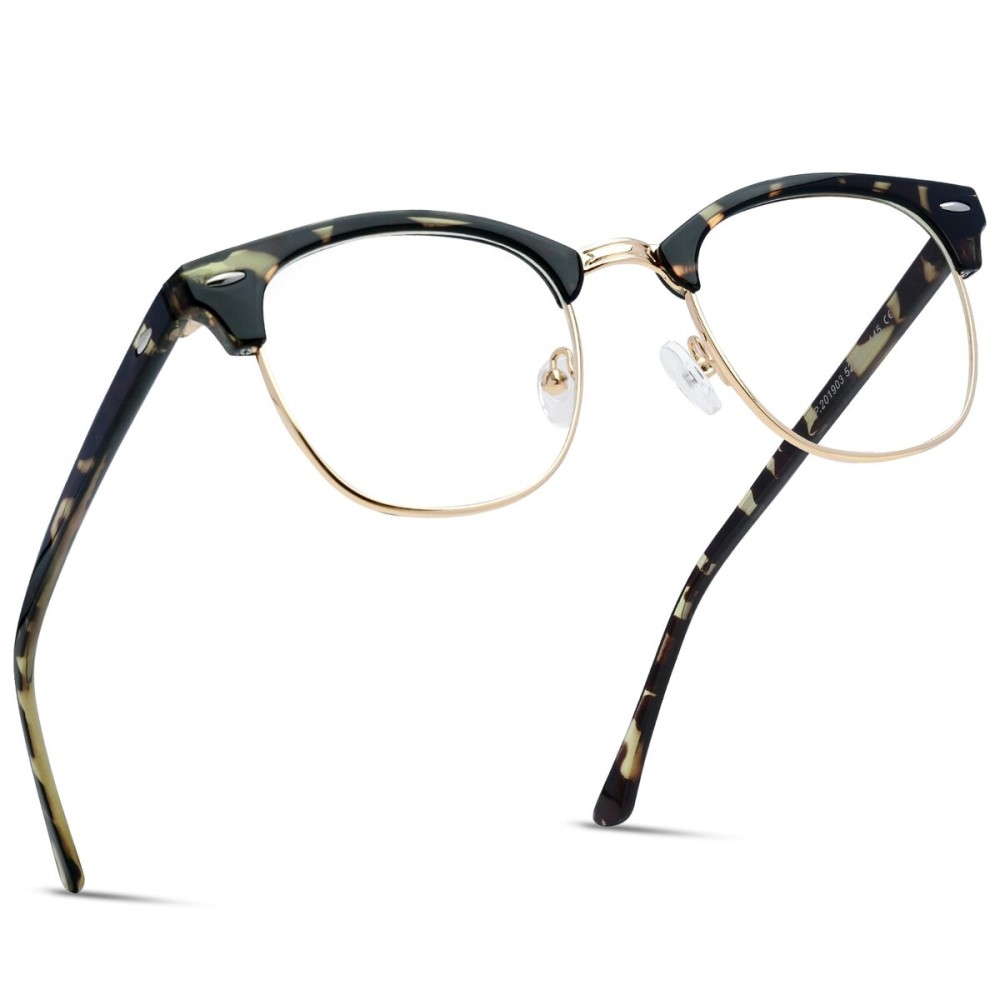 AOMASTE Blue Light Blocking Glasses Vintage Half Frame UV Clear Lens Anti Eyestrain Computer Gaming Glasses for Women Men