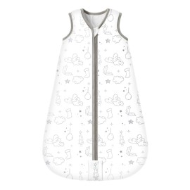 Mosebears Sleep Sack Baby Winter Wearable Blanket with 2-Way Zipper,2.5 TOG Cotton Sleep Sack Unisex (White Cloud, 0-6 Months)
