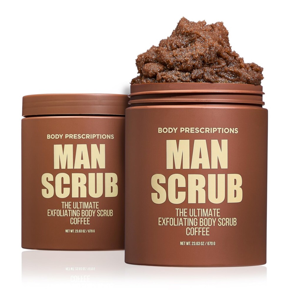 Body Prescriptions Mens Exfoliating Body Scrub - Ultimate Skin Cleansing Wash in Jar with Twist-Top Lid, For All Skin Types, 21 Ounce (Pack of 2), Coffee