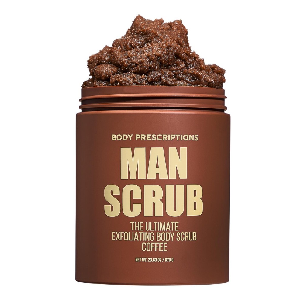 Body Prescriptions Mens Exfoliating Body Scrub - Ultimate Skin Cleansing Wash in Jar with Twist-Top Lid, For All Skin Types, 21 Ounce (Pack of 1), Coffee
