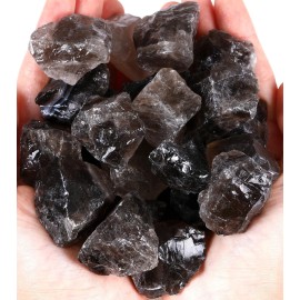 QINJIEJIE Smoky Quartz Raw Crystals Stones Natural Rough Gemstones Rocks Bulk Large 0.8-1.2 Healing Gems Reiki Fountain Rock for Tumbling Cabbing Polishing Wire Wrapping Wicca Decor 0.45 lbs