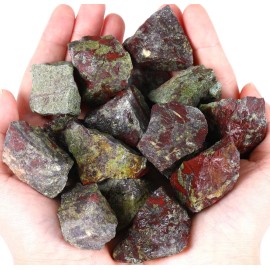 QINJIEJIE Dragon Bloodstone Raw Crystals Stones Natural Rough Gemstones Rocks Bulk Large 0.8-1.2 Gems Reiki Decorative Fountain Rock for Tumbling Cabbing Polishing Wire Wrapping Wicca 0.45 lbs