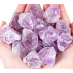 QINJIEJIE Amethyst Raw Crystals Stones Natural Rough Gemstones Rocks Bulk Large 0.8-1.2 Gems Reiki Light Purple Fountain Rock for Tumbling Cabbing Polishing Wire Wrapping Wicca Decoration 0.45 lbs