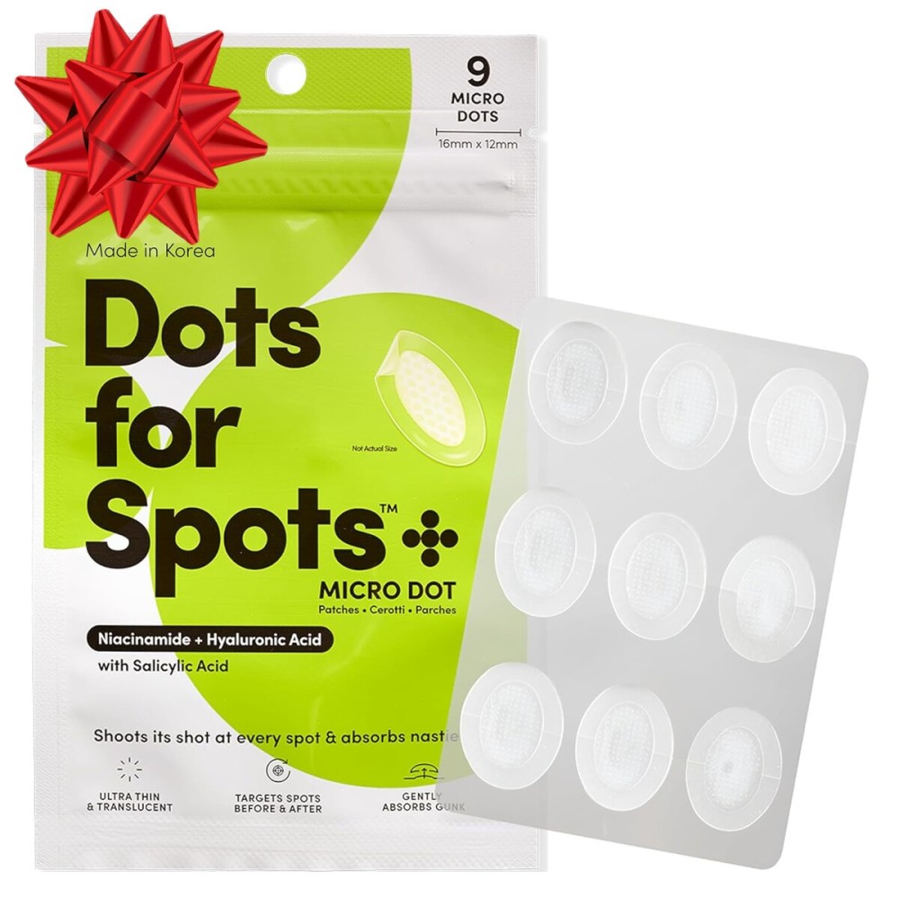 Dots for Spots Pimple Patches with Microdarts - Includes Active Ingredients Niacinamide, Hyaluronic Acid & Salicylic Acid for Maximum Effectiveness - Reduces Redness and Dark Spots (9 count)