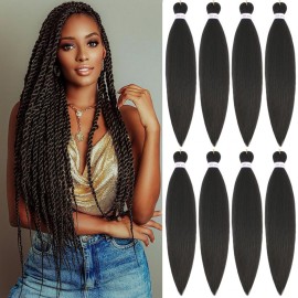 Alrence Pre Stretched Braiding Hair Long Braid 26 Inch 8 Packs Professional Braiding Hair Extensions Synthetic Crochet Twist Braids (26 Inch, 4)