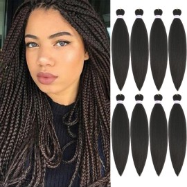 Alrence Pre Stretched Braiding Hair Long Braid 16 Inch 8 Packs Professional Braiding Hair Extensions Synthetic Crochet Twist Braids (16 Inch, 4)