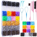 Rubber Bands and Hair Styling Tools Set: 1500 Pcs Elastic Hair Ties with Organizer Box, Baby/Toddler Hair Accessories Gift for Women and Kids