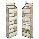 Yecaye Hanging Over the Door Organizer 1 Pack, 35.2lbs Load Toy Stuffed Animal Storage, Swing-proof Bathroom Organizers and Storage for Nursery Newborn Baby Essential Stuff Beige