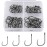 500PCS/100PCS ReeMoo Premium Fishing Hooks, 10 Sizes/4 Sizes Carbon Steel Fishing Hooks W/Portable Plastic Box, Strong Sharp Fish Hook with Barbs for Freshwater/Seawater