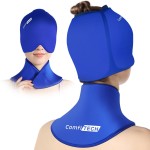 ComfiTECH Cold Cap and Neck Ice Pack Wrap Gel Combo, Care Package for Head and Cervical, Blue