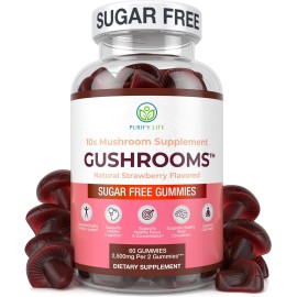Sugar-Free Mushroom Complex Gummies - Potent 10x Mushroom Supplement with Lions Mane, Chaga, Reishi, Cordyceps Natural Stress Support, Calm Gummies, Nootropic Supplement, No Sugar or Pills
