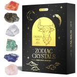 Wyspell Taurus Crystal Set - 6 Raw Taurus Crystals and Healing Stones - Zodiac Gifts for Women - Birthday Gifts for Women - Astrology Gifts for Women - Zodiac Crystal Set