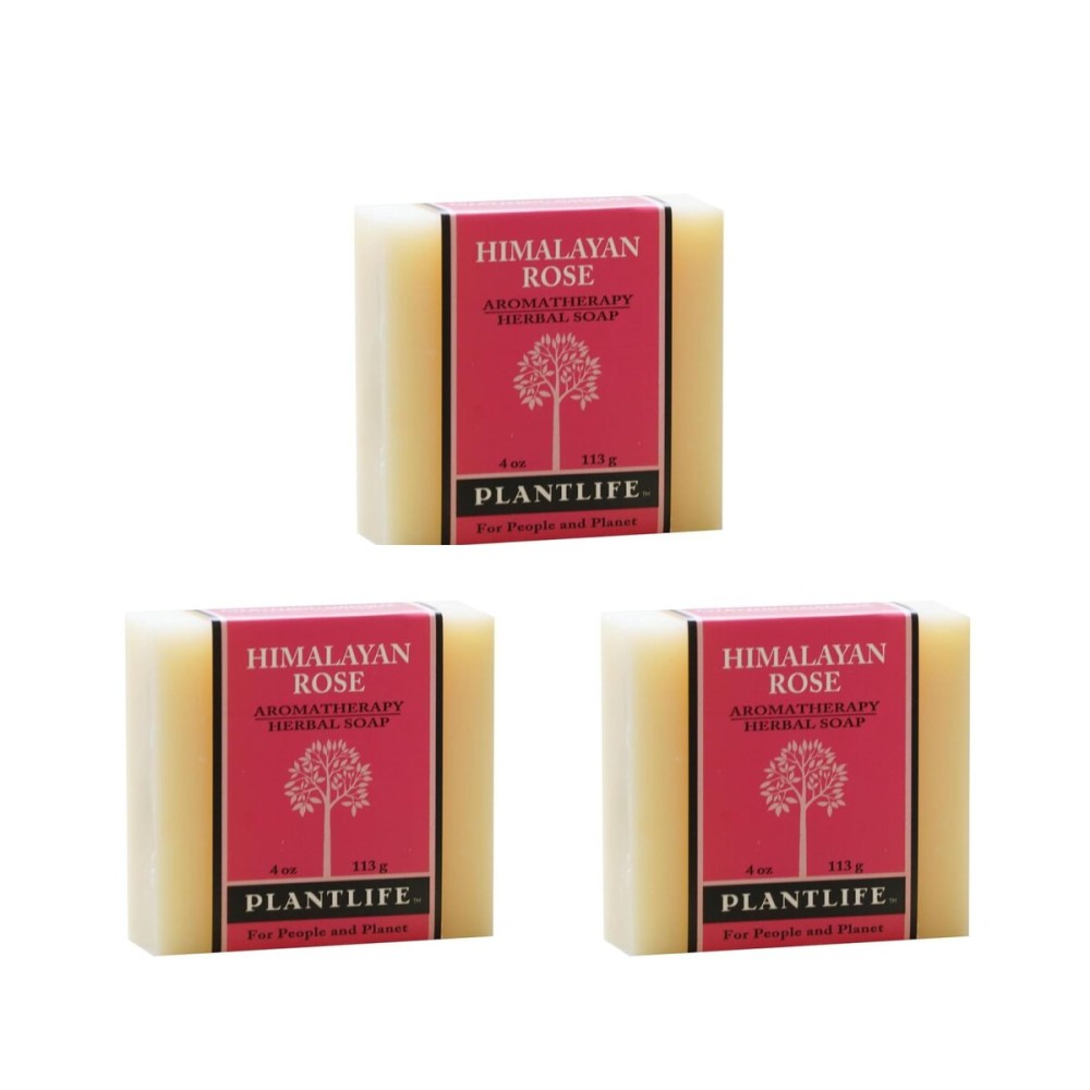 Plantlife Himalayan Rose 3-Pack Bar Soap - Moisturizing and Soothing Soap for Your Skin - Hand Crafted Using Plant-Based Ingredients - Made in California 4 oz Bar