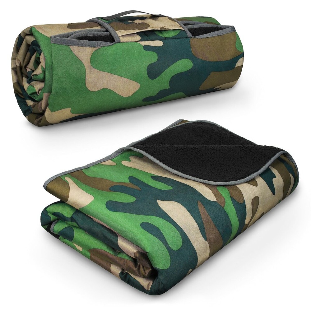 Tirrinia Waterproof Outdoor Blanket with Sherpa Lining, Windproof Triple Layers Warm Comfy Foldable for Camping Stadium, Sports, Picnic, Grass, Concert, Pet, Travel, Emergency Car Blanket CAMO