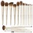 LORYP Makeup Brushes Set Labeled 18 Piece Face and Eye Brush Set Ultra soft hair Foundation, Concealer, Blush, Contour, Blending, Eyeshadow Khaki Brush kit