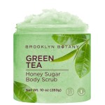 Brooklyn Botany Green Tea Honey Sugar Scrub for Body 10 oz - Deeply Hydrating and Gently Exfoliating Body Scrub for Women and Men - Moisturizing and Nourishing the Skin