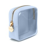 Embla London Makeup Bag Cosmetic Case, Clear Zipper Make Up Pouch and Toiletry Travel Tote, Cute Skincare Pouches for Women Girls, Preppy Purse Cosmetic Organizer, Mini Makeup Bags, Sky Blue