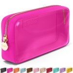 Embla Clear Cosmetic Bag Makeup Case, Clear Zipper Make Up Pouch and Toiletry Travel Tote, Cute Skincare Pouches for Women Girls, Preppy Purse Cosmetic Organizer, Small Makeup Bags, Fuchsia