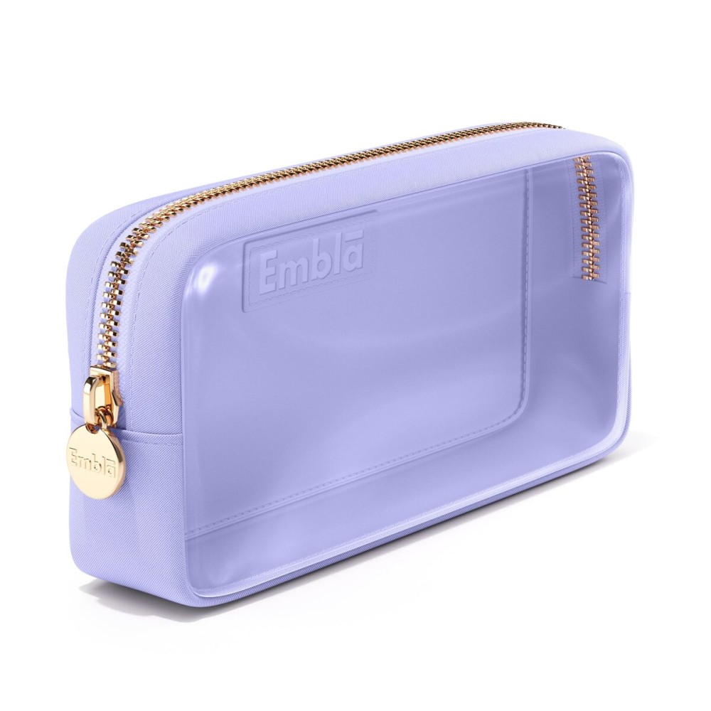 Embla London Makeup Bag Cosmetic Case, Clear Zipper Make Up Pouch and Toiletry Travel Tote, Cute Skincare Pouches for Women Girls, Preppy Purse Cosmetic Organizer, Small Makeup Bags, Lilac