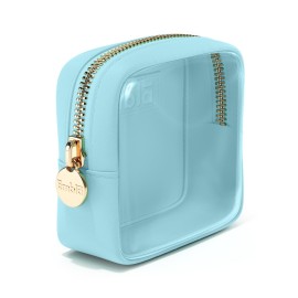 Embla London Makeup Bag Cosmetic Case, Clear Zipper Make Up Pouch and Toiletry Travel Tote, Cute Skincare Pouches for Women Girls, Preppy Purse Cosmetic Organizer, Mini Makeup Bags, Cotton Candy