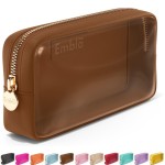 Embla Clear Cosmetic Bag Makeup Case, Clear Zipper Make Up Pouch and Toiletry Travel Tote, Cute Skincare Pouches for Women Girls, Preppy Purse Cosmetic Organizer, Small Makeup Bags, Chocolate