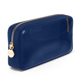 Embla London Makeup Bag Cosmetic Case, Clear Zipper Make Up Pouch and Toiletry Travel Tote, Cute Skincare Pouches for Women Girls, Preppy Purse Cosmetic Organizer, Small Makeup Bags, Sapphire