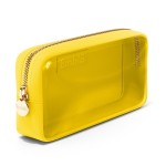 Embla London Makeup Bag Cosmetic Case, Clear Zipper Make Up Pouch and Toiletry Travel Tote, Cute Skincare Pouches for Women Girls, Preppy Purse Cosmetic Organizer, Small Makeup Bags, Lemon