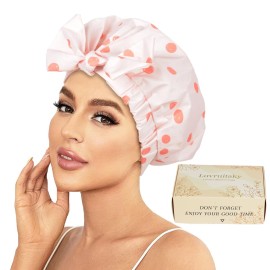Luvruitaky Shower Cap Luxury Shower Caps for Women Reusable Waterproof Hair Cap for Shower with Adjustable Bowknot Hair Bath Cap (Pink)