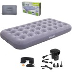 Onirii Twin Size Single Camping Air Mattress Bed with Air Pump,Inflatable Air Mattress,Thickened Portable Blow Up Bed,Travel Sleeping Pad for Truck Tent Camping/Home/Hiking(Grey)