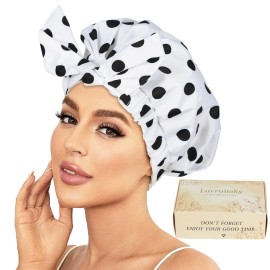 Luvruitaky Shower Cap Luxury Shower Caps for Women Reusable Waterproof Large Hair Cap for Shower Non-slip with Adjustable Bowknot Quick-dry Hair Bath Cap for men