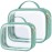 PACKISM TSA Approved Toiletry Bag 1 Large 1 Medium, 2 Pack Clear Makeup Bags with Handle Large Opening, Clear Toiletry Bags Fit Carry-on Travel Essential, Travel Bags for Toiletries, Turquoise Green