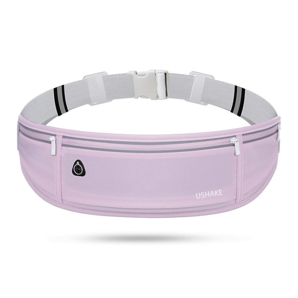 USHAKE Slim Running Belt, Workout Fanny Pack for Men Women,Exercise Waist Pack for Apple iPhone Holder, Runner Belt for Running Walking Cycling Camping Gym Light Purple