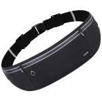 USHAKE Slim Running Belt, Workout Fanny Pack for Men Women,Exercise Waist Pack for Apple iPhone Holder, Runner Belt for Running Walking Cycling Camping Gym Black