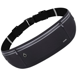 USHAKE Slim Running Belt, Workout Fanny Pack for Men Women,Exercise Waist Pack for Apple iPhone Holder, Runner Belt for Running Walking Cycling Camping Gym Black