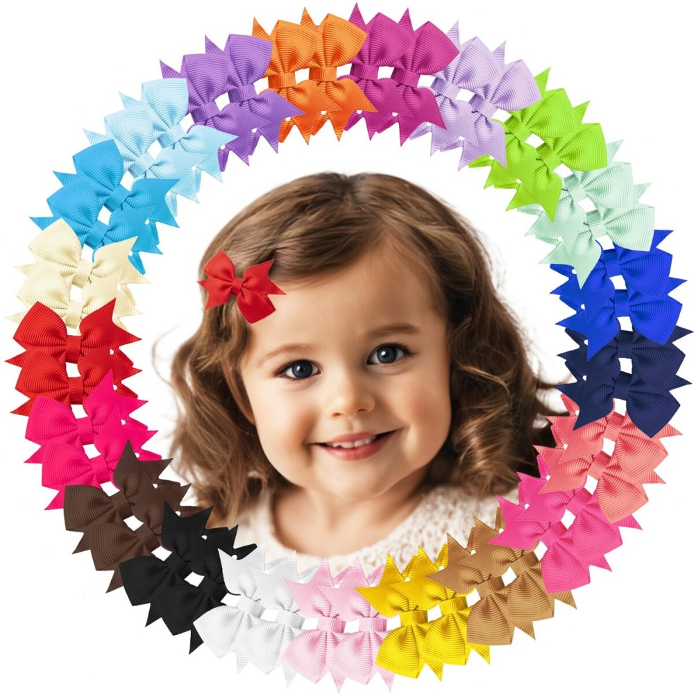 Hair Clips for Girls - 42PCS Fully Lined Hair Bows, Alligator Clips in 21 Color Pairs for Toddlers, Kids, and Teens