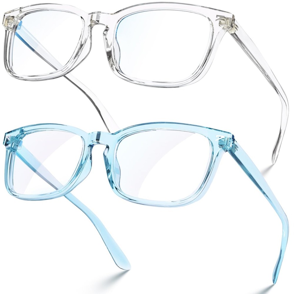 VISOONE 2 Pack Blue Light Blocking Glasses Square with Anti Computer Glare for Gaming Women and Men