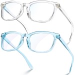 VISOONE 2 Pack Blue Light Blocking Glasses Square with Anti Computer Glare for Gaming Women and Men